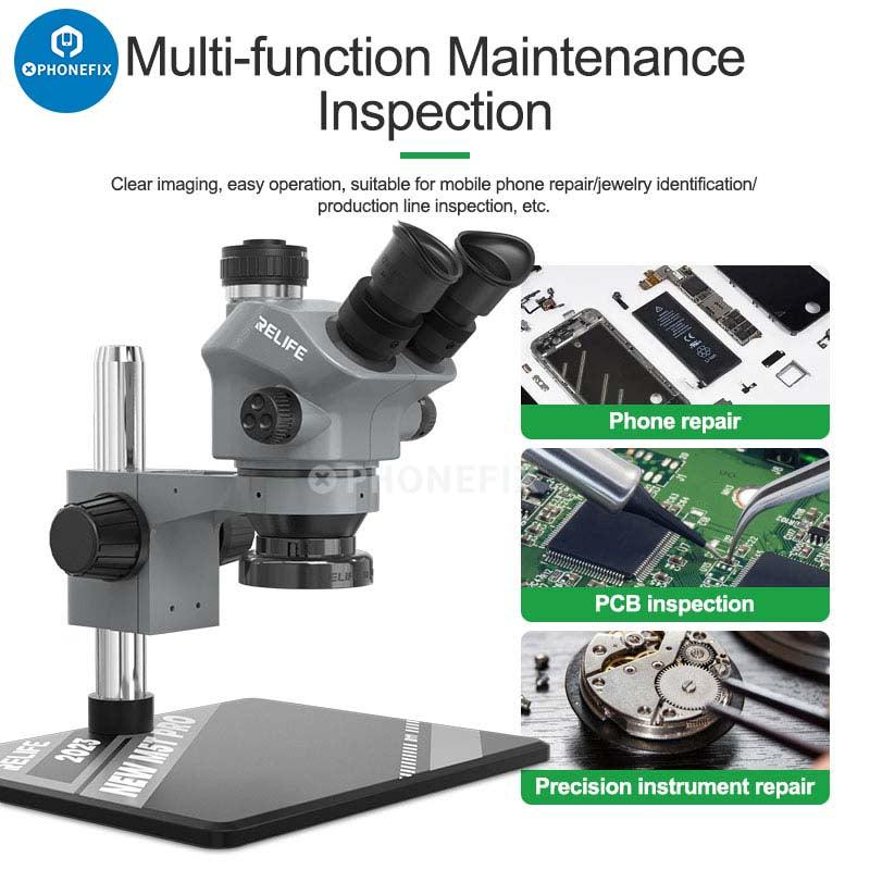 Relife RL-M5T-B11 7-50X HD Trinocular Zoom Stereo Microscope - CHINA PHONEFIX