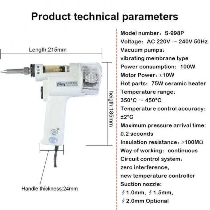 Soldadura automática de succión estaño eléctrico absorber pistola S-998P  Aspirador eléctrico de doble bomba Soldador Pistola de desoldadura 110/220V