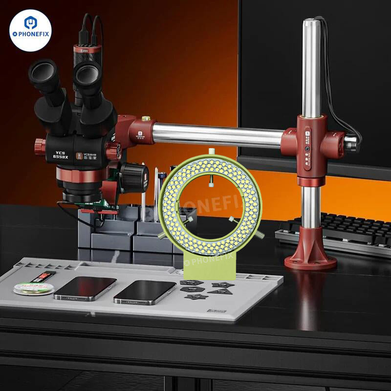 YCS Microscope Swing Arm Bracket 144 LED Ring Light Source