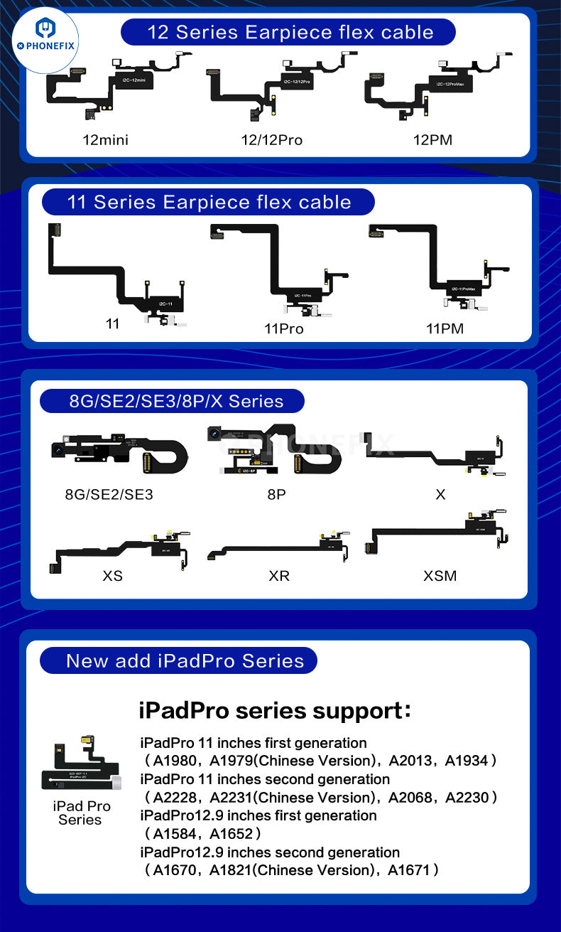 i2C Earpiece Sensor Flex Cable For iPhone 8-15 Pro Max