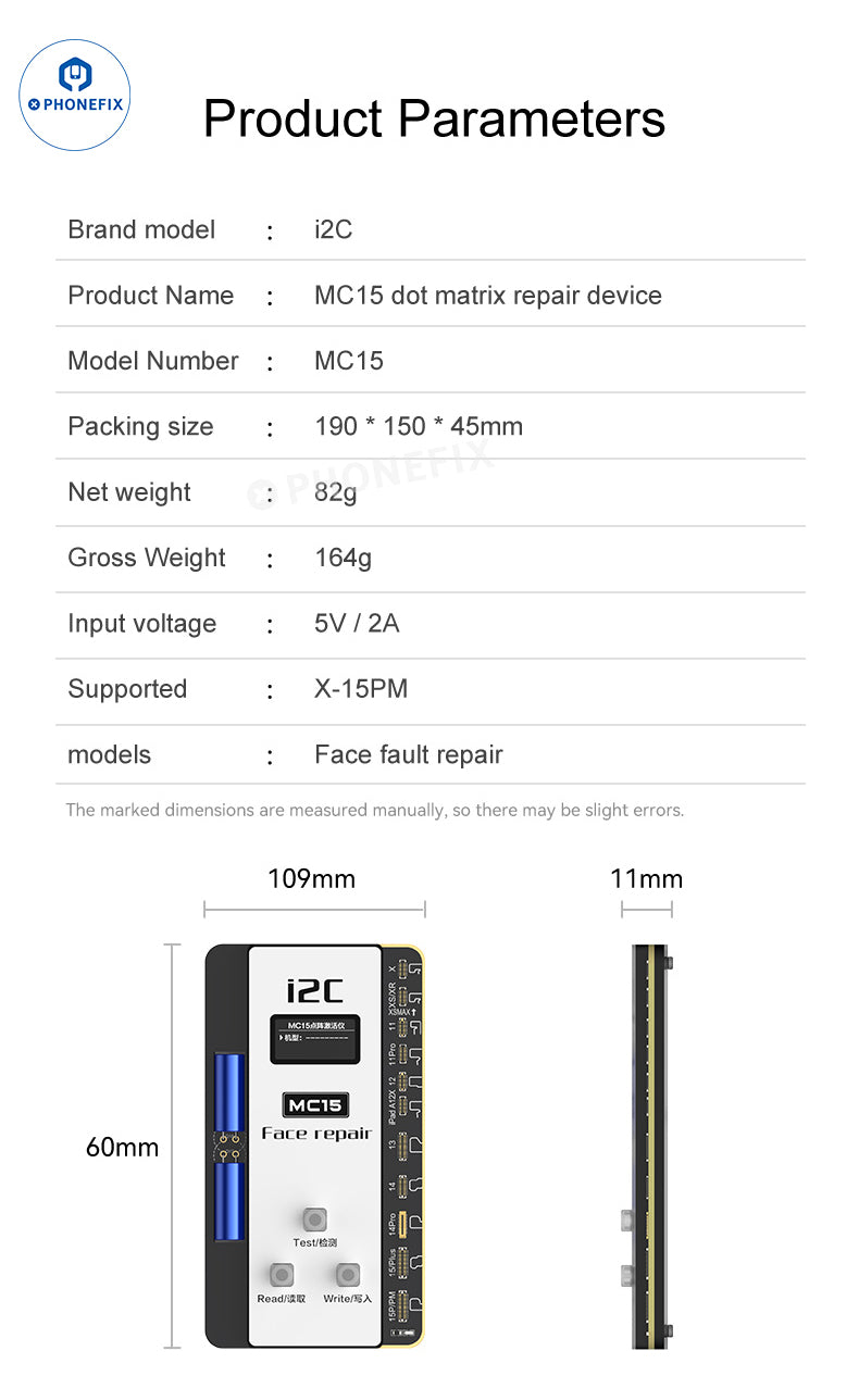 i2C MC15 Dot Matrix Repair Instrument for iPhone X-15PM Face ID